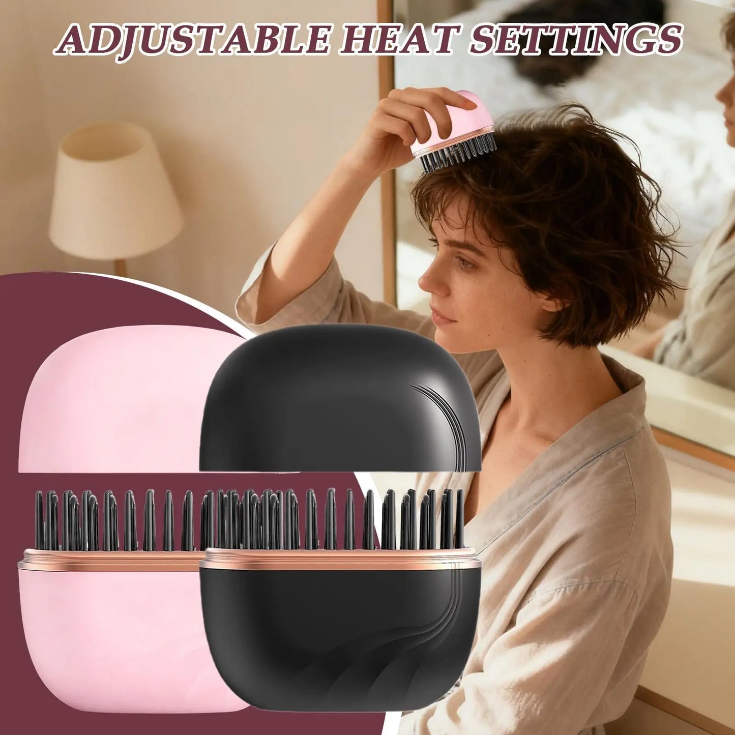 Electric Heating Straightener Portable Hair Straightener Brush Anti-Scald Shel Cordless USB Rechargeable Straightener for Women