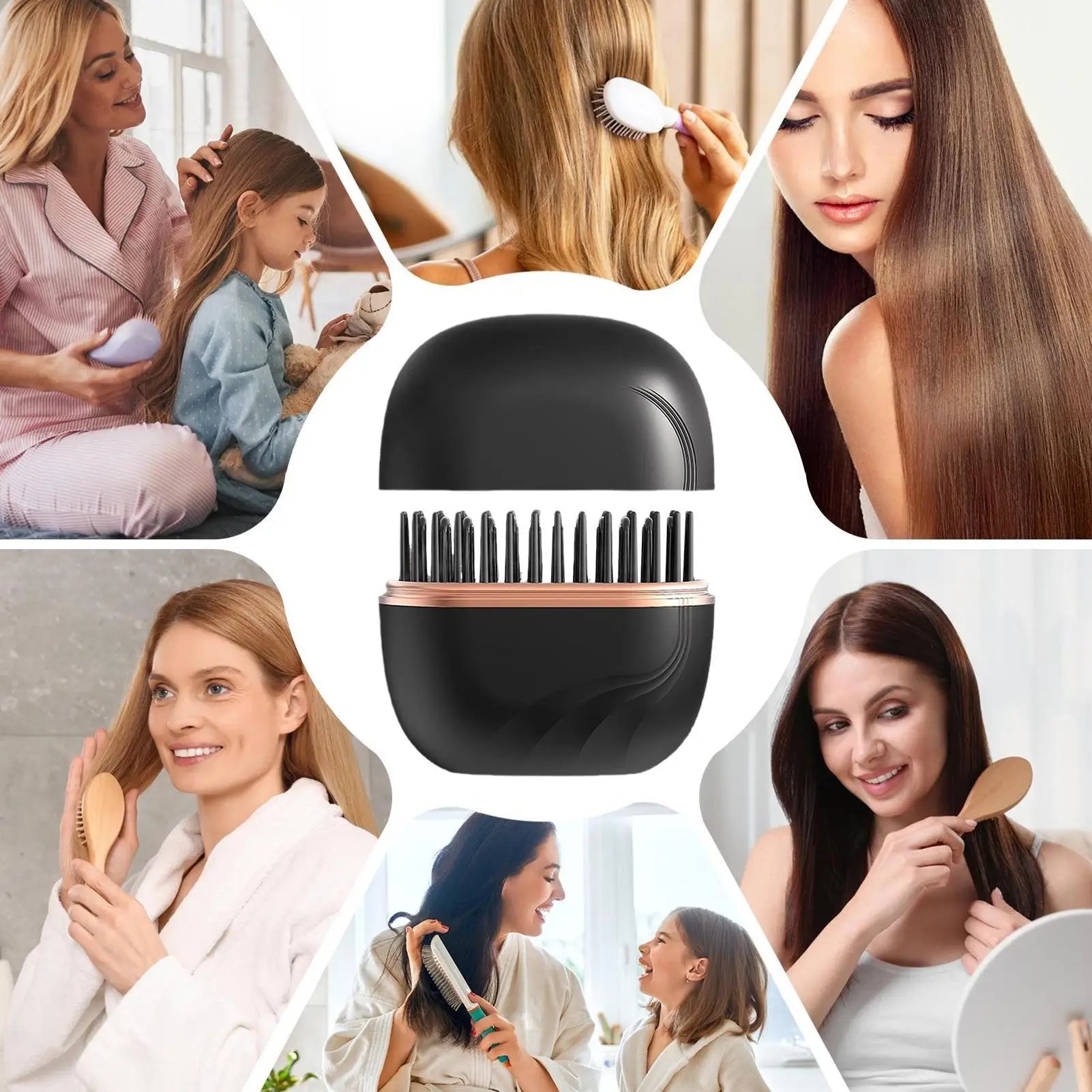 Electric Heating Straightener Portable Hair Straightener Brush Anti-Scald Shel Cordless USB Rechargeable Straightener for Women